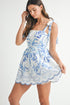 TROPICAL MINI WHITE BLUE DRESS